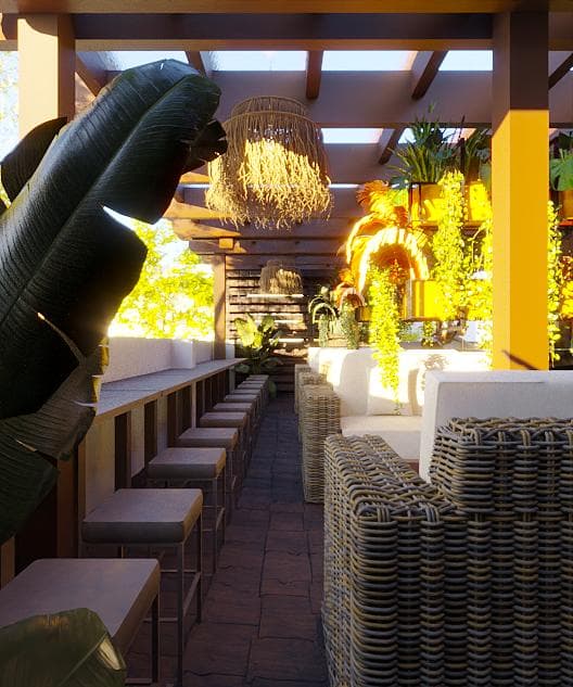 Skybar daytime tropical lounge